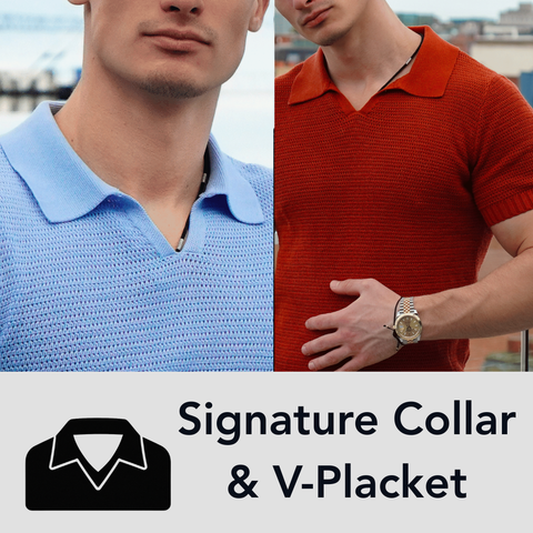 A wide-cut collar with a clean V-shaped placket adds character to any look